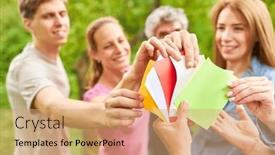  Presentation with building team - Presentation consisting of team-of-young-people-draw background and a coral colored foreground