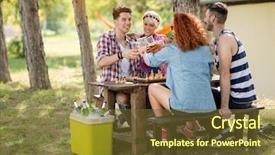  Presentation with summer camp - Beautiful PPT layouts featuring team of young people having backdrop and a tawny brown colored foreground