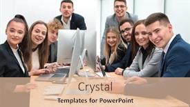  Presentation with professionals - Amazing presentation theme having team-of-young-professionals-sitting backdrop and a lemonade colored foreground