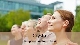  Presentation with business vision - Theme featuring team outdoors looking in one background and a coral colored foreground