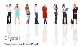  Presentation with groups - Colorful slide set enhanced with team over white isolated groups backdrop and a white colored foreground