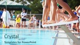  Presentation with race - Slide deck enhanced with beautiful young tourist with camera and backpack in the old town taking a photo background and a light gray colored foreground.