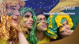  Presentation with soccer fans - Beautiful slide deck featuring team performance with the flag backdrop and a ocean colored foreground