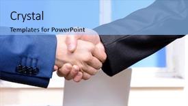  Presentation with partners - Amazing slide set having team pledge - business partners joining their hands backdrop and a light blue colored foreground