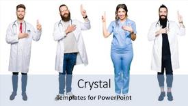  Presentation with people collage - Amazing slide deck having team pledge - collage of group of doctors backdrop and a light blue colored foreground