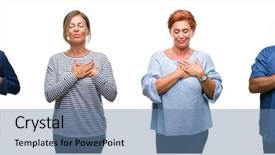  Presentation with people face adults - Cool new presentation theme with team pledge - collage of group of elegant backdrop and a seafoam green colored foreground