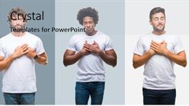  Presentation with men health - Presentation enhanced with team pledge - collage of group of handsome background and a light blue colored foreground