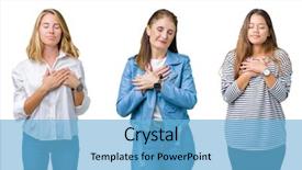  Presentation with team health - PPT layouts featuring team pledge - collage of group of three background and a  colored foreground