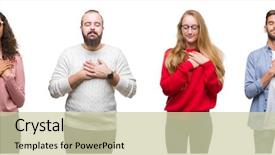  Presentation with people collage - Colorful PPT theme enhanced with team pledge - collage of group of young backdrop and a  colored foreground