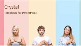  Presentation with collage of diversity people - Colorful presentation theme enhanced with team pledge - collage of group of young backdrop and a  colored foreground