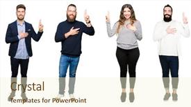  Presentation with 3d white people pushing - Audience pleasing PPT layouts consisting of team pledge - collage of people over white backdrop and a  colored foreground