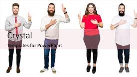  Presentation with people collage - Audience pleasing slide deck consisting of team pledge - collage of people over white backdrop and a  colored foreground