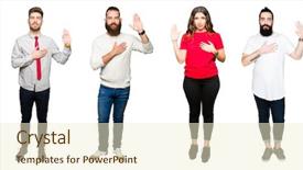  Presentation with isolated paw prints over white - Cool new PPT layouts with team pledge - collage of people over white backdrop and a  colored foreground
