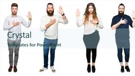  Presentation with people collage - Cool new presentation with team pledge - collage of people over white backdrop and a  colored foreground