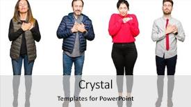  Presentation with people collage - Amazing theme having team pledge - collage of people over white backdrop and a  colored foreground