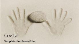  Presentation with shape - Slide set consisting of team pledge - two hands shape background and a soft green colored foreground