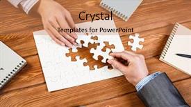  Presentation with solution - Amazing presentation theme having team putting puzzle - finally finding solution backdrop and a coral colored foreground