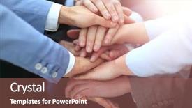  Presentation with team hands - Audience pleasing presentation theme consisting of team putting their hands together backdrop and a coral colored foreground