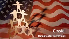  Presentation with american flag - Theme with team pyramid on american flag background and a tawny brown colored foreground