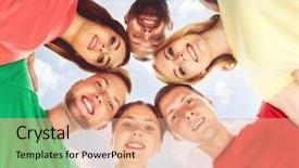  Presentation with red blue yellow - Amazing slide deck having team red yellow blue green - smiling students standing together backdrop and a  colored foreground