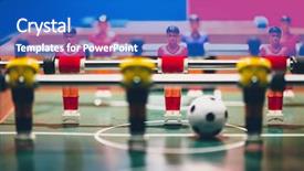  Presentation with football blue - Theme featuring team red yellow blue green - table football soccer game players background and a cobalt blue colored foreground
