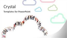  Presentation with company achievement - PPT theme having team red yellow blue green - united company achievement idea background and a white colored foreground