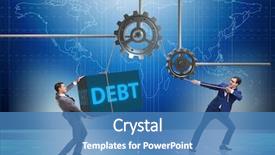  Presentation with concept - Colorful PPT theme enhanced with team restructure - businessman in debt business concept backdrop and a  colored foreground