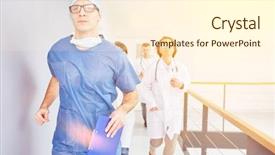  Presentation with emergency - Colorful slide set enhanced with team run to emergency backdrop and a cream colored foreground