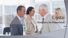  Presentation with team hands - Theme having team shaking hands and high background and a coral colored foreground