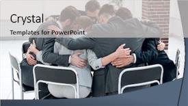  Presentation with circle - Slide set enhanced with team sits in a circle background and a light gray colored foreground