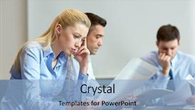  Presentation with problem solving - Slide set with businesspeople unhappy - business teamwork people and crisis background and a light blue colored foreground