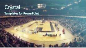  Presentation with sports arena - Audience pleasing PPT layouts consisting of team spirit - defocused background of sports arena backdrop and a ocean colored foreground