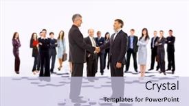  Presentation with spirit - Beautiful presentation theme featuring team spirit - smiling business people and business backdrop and a lemonade colored foreground