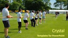  Presentation with tug of war sport - Amazing slide set having team spirit - tug of war backdrop and a tawny brown colored foreground