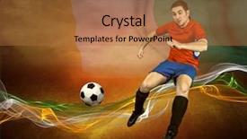  Presentation with team player - Theme having team spirit football - abstract waves aroun soccer player background and a coral colored foreground
