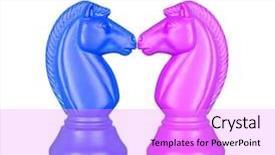  Presentation with blue chess - Beautiful slide deck featuring knights face to face symmetrical backdrop and a lilac colored foreground