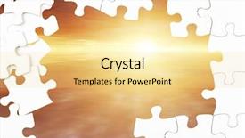  Presentation with puzzle pieces - Theme featuring jigsaw puzzle pieces in front of sky background and a blonde colored foreground