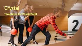  Presentation with 8 ball billiards - Presentation theme enhanced with throwball game - male bowler throws ball throwing background and a red colored foreground