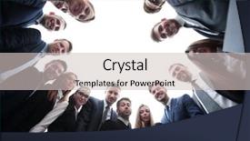  Presentation with building team - Slide set enhanced with team standing forming a circle background and a  colored foreground