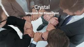  Presentation with team - Amazing presentation design having team standing in a circle backdrop and a gray colored foreground