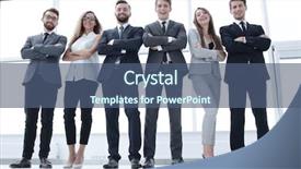  Presentation with team business top view - Theme featuring team standing in a spacious background and a ocean colored foreground