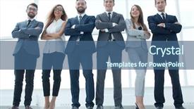  Presentation with team business top view - Amazing PPT layouts having team standing in a spacious backdrop and a ocean colored foreground