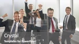  Presentation with conference - Cool new PPT theme with team standing in the conference backdrop and a gray colored foreground