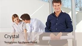  Presentation with diabetes team - Cool new theme with team standing in the office backdrop and a soft green colored foreground