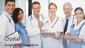  Presentation with digital hospital - Slides having team standing with digital tablet background and a light blue colored foreground