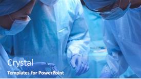  Presentation with operating room - PPT theme with team-surgeon-at-work background and a teal colored foreground