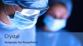  Presentation with team work nursing - Presentation enhanced with team surgeon at work background and a light blue colored foreground