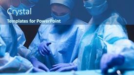 Presentation with operating room - PPT layouts enhanced with team-surgeon-at-work background and a ocean colored foreground