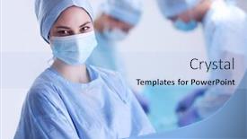  Presentation with operating room - Presentation theme consisting of team-surgeon-at-work background and a light blue colored foreground
