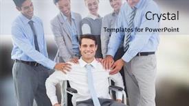  Presentation with digital image - Cool new PPT theme with team thre legged stool - digital composite of composite image backdrop and a light blue colored foreground